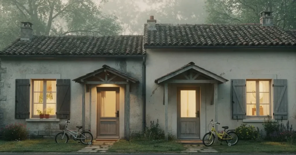 Autorité Parentale Conjointe: maison avec deux entrées pour garde alternée en France